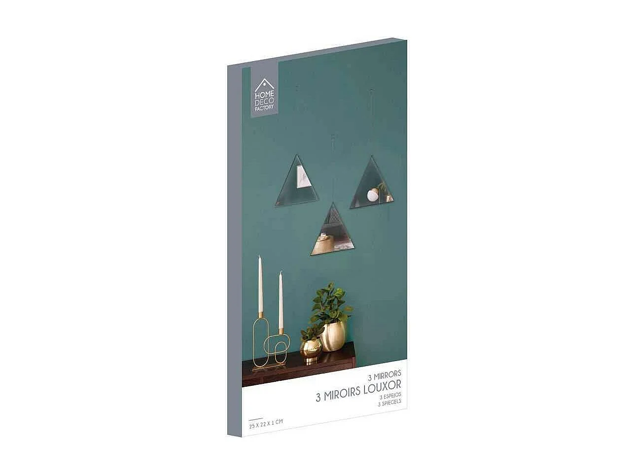 Lot de 3 Miroirs Déco Triangle "Louxor" 24cm Noir