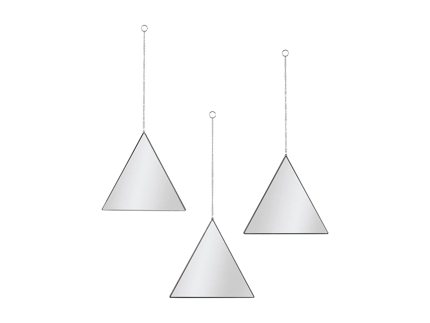 Lot de 3 Miroirs Déco Triangle "Louxor" 24cm Noir