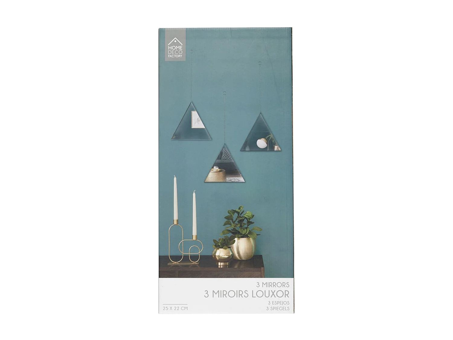 Lot de 3 Miroirs Déco Triangle "Louxor" 24cm Noir