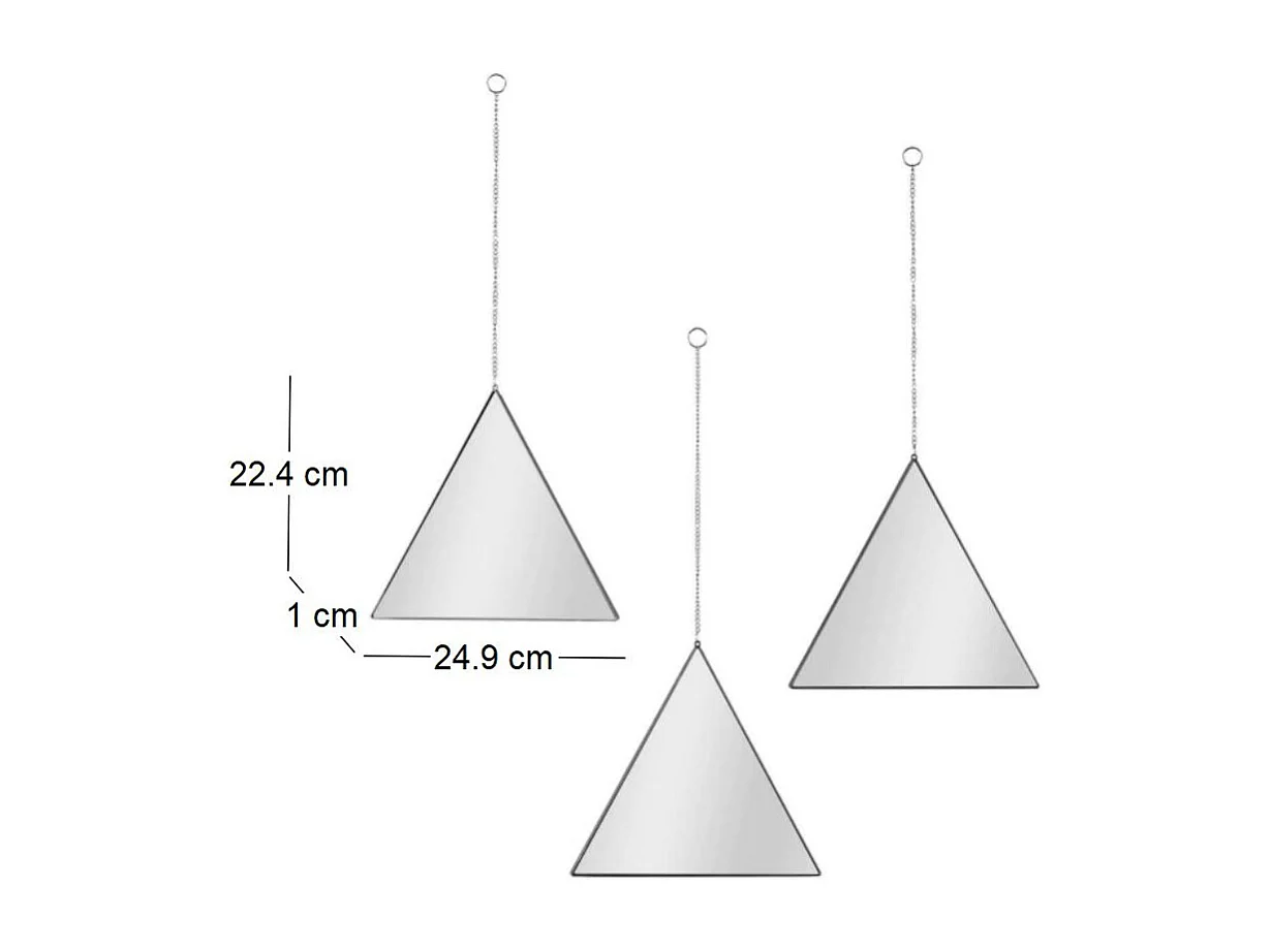 Lot de 3 Miroirs Déco Triangle "Louxor" 24cm Noir