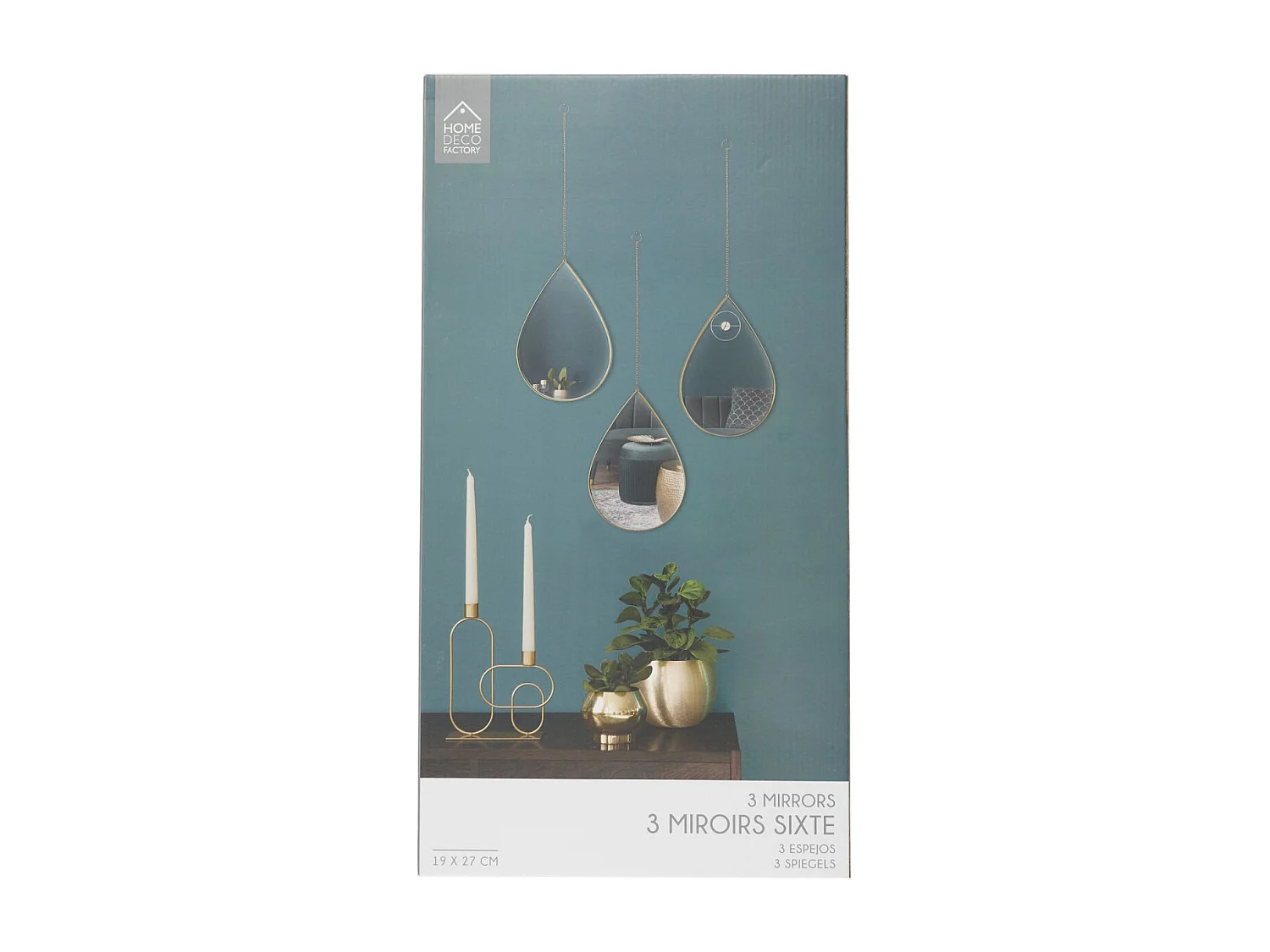 Miroir Deco Goutte Suspendu Dore Sixte X3 Or