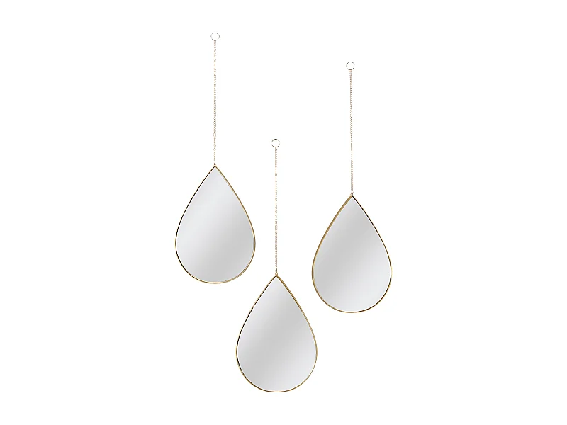Miroir Deco Goutte Suspendu Dore Sixte X3 Or