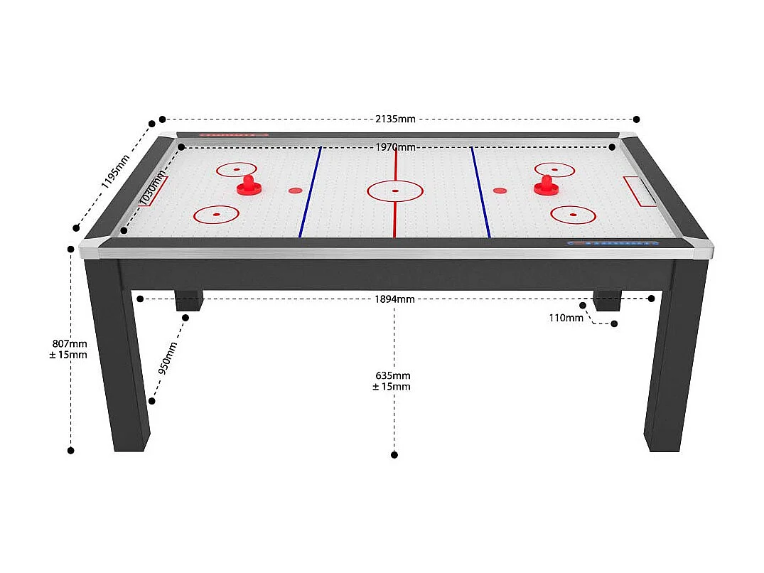 Table de Air Hockey Convertible "Calgary" 213cm Noir