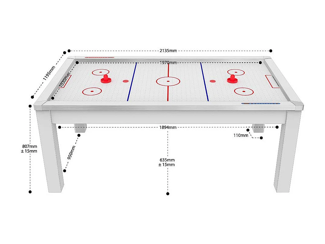 Table de Air Hockey Convertible "Calgary" 213cm Blanc