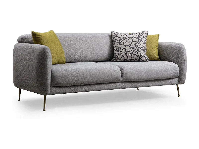 Canapé 3 places convertible avec 3 coussins Vesna Tissu Gris