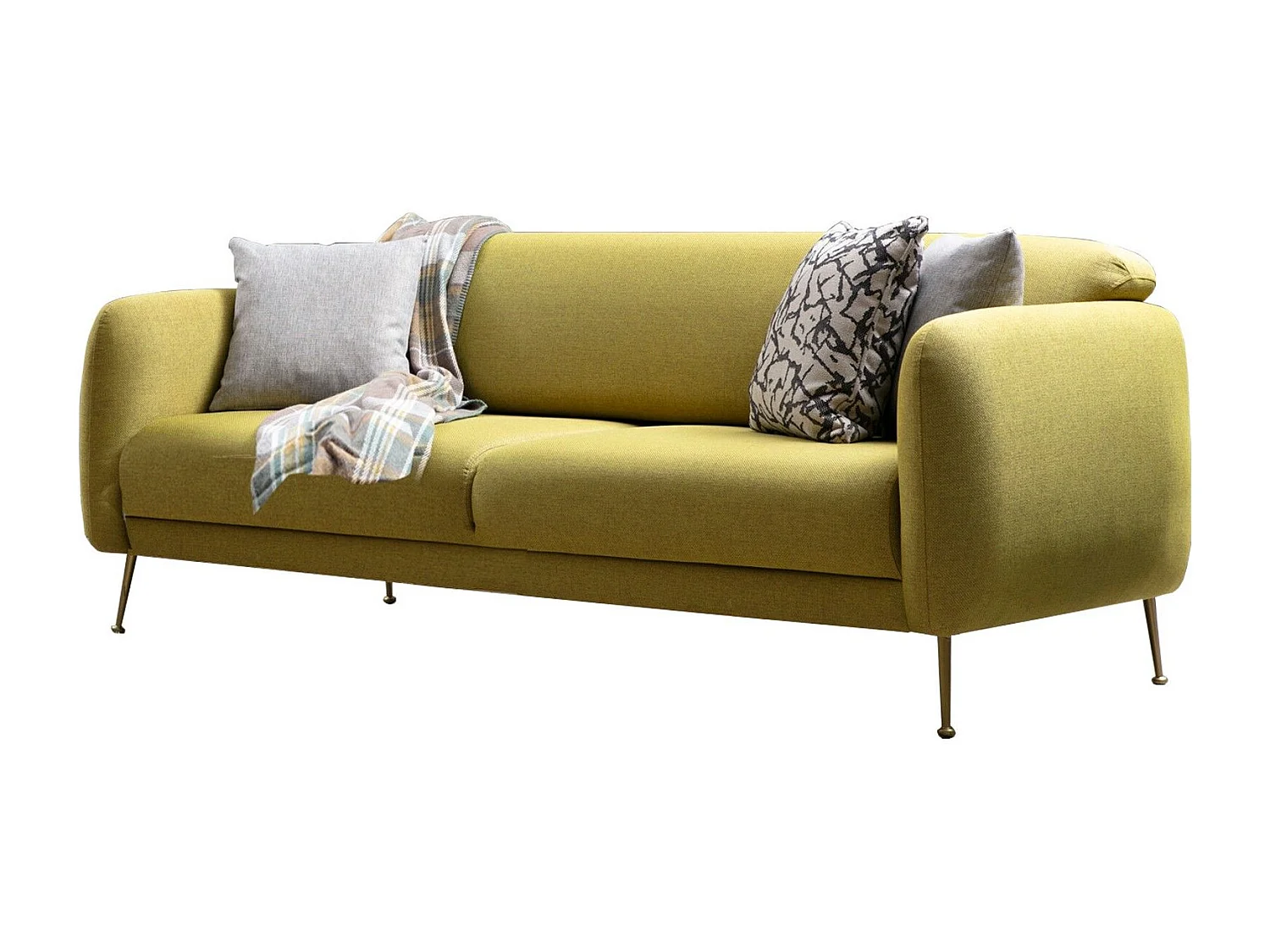 Canapé 3 places convertible avec 3 coussins Vesna Tissu Jaune