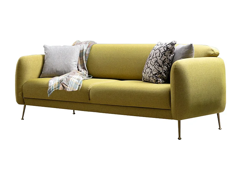 Canapé 3 places convertible avec 3 coussins Vesna Tissu Jaune