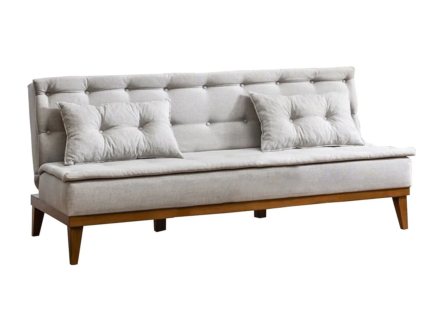 Canapé 3 places convertible Mahury Bois massif et Tissu Blanc crème