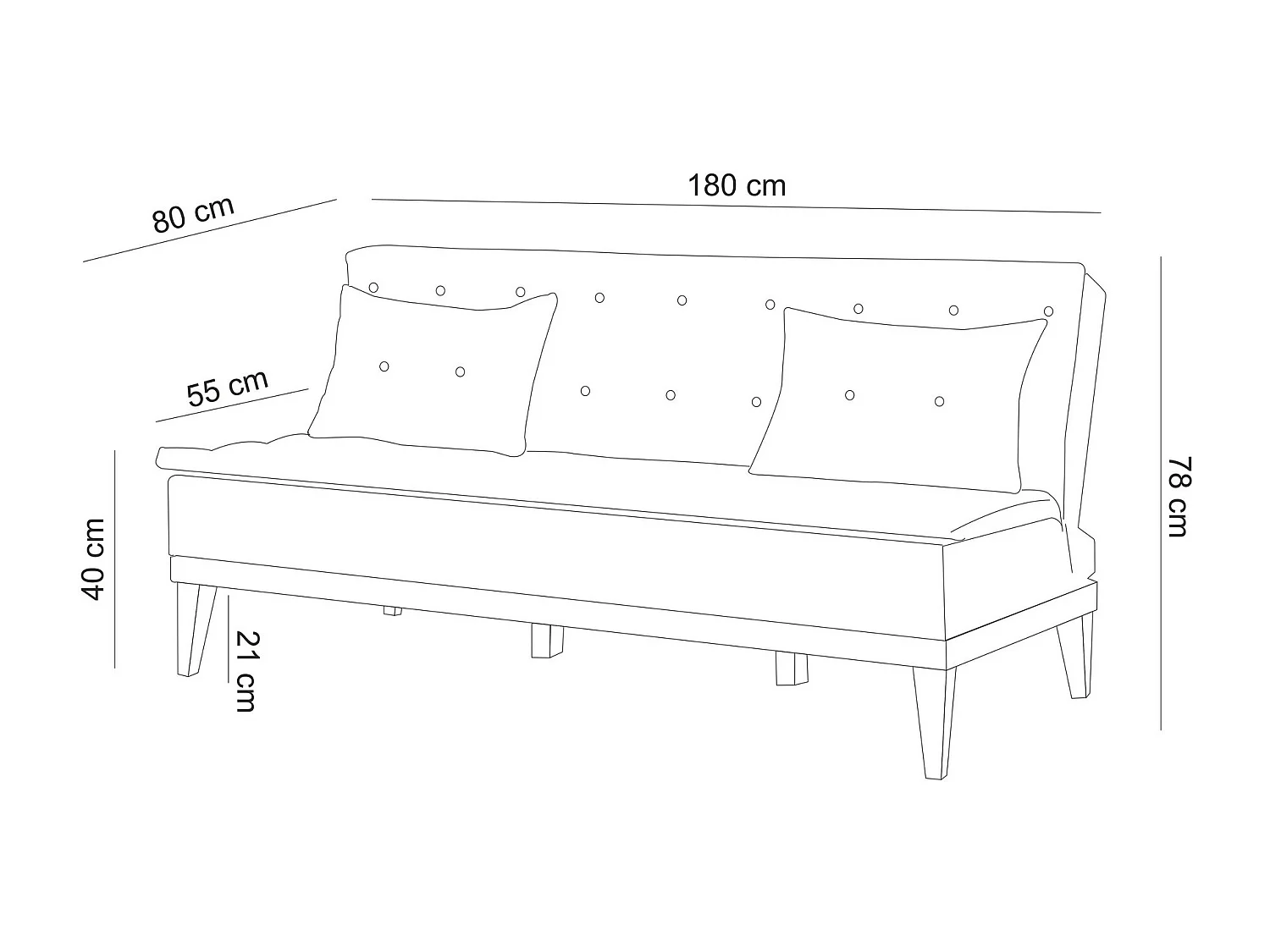 Canapé 3 places convertible Mahury Bois massif et Tissu Blanc crème