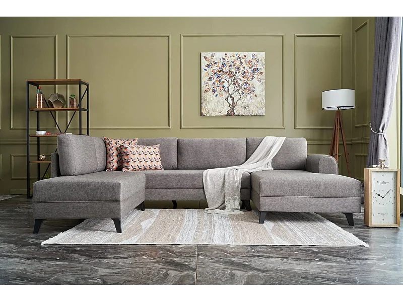 Sofá rinconero Altadena 316, Marrón, Función de descanso, 300x202x78cm