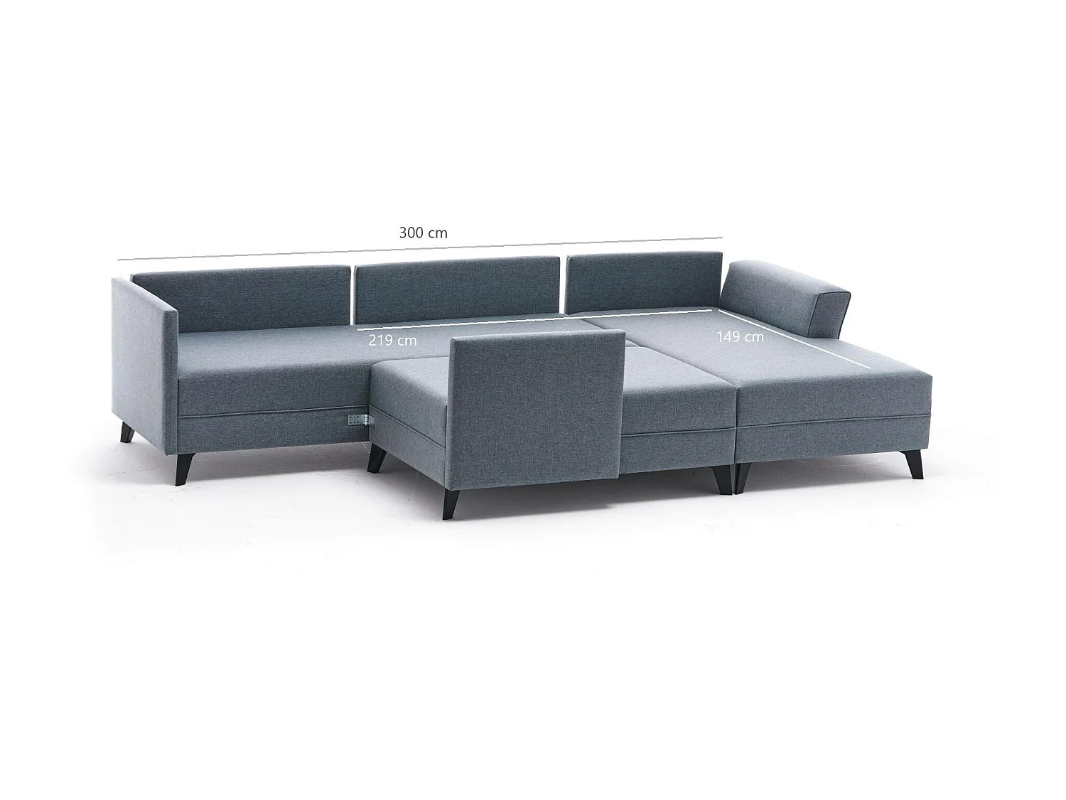 Canapé panoramique d'angle convertible Lalardie Tissu Marron