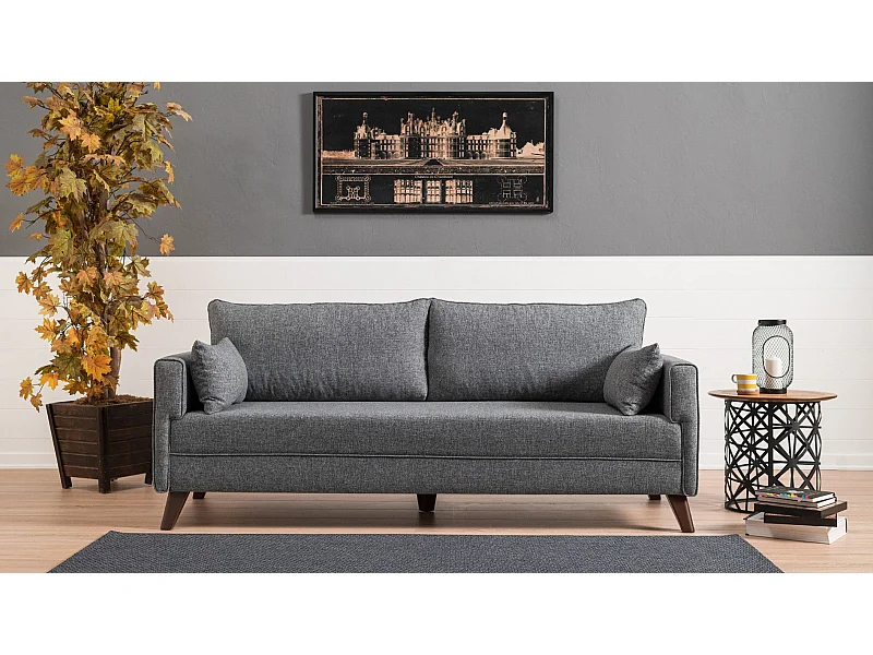 Canapé 3 places convertible Hermoso Tissu Gris