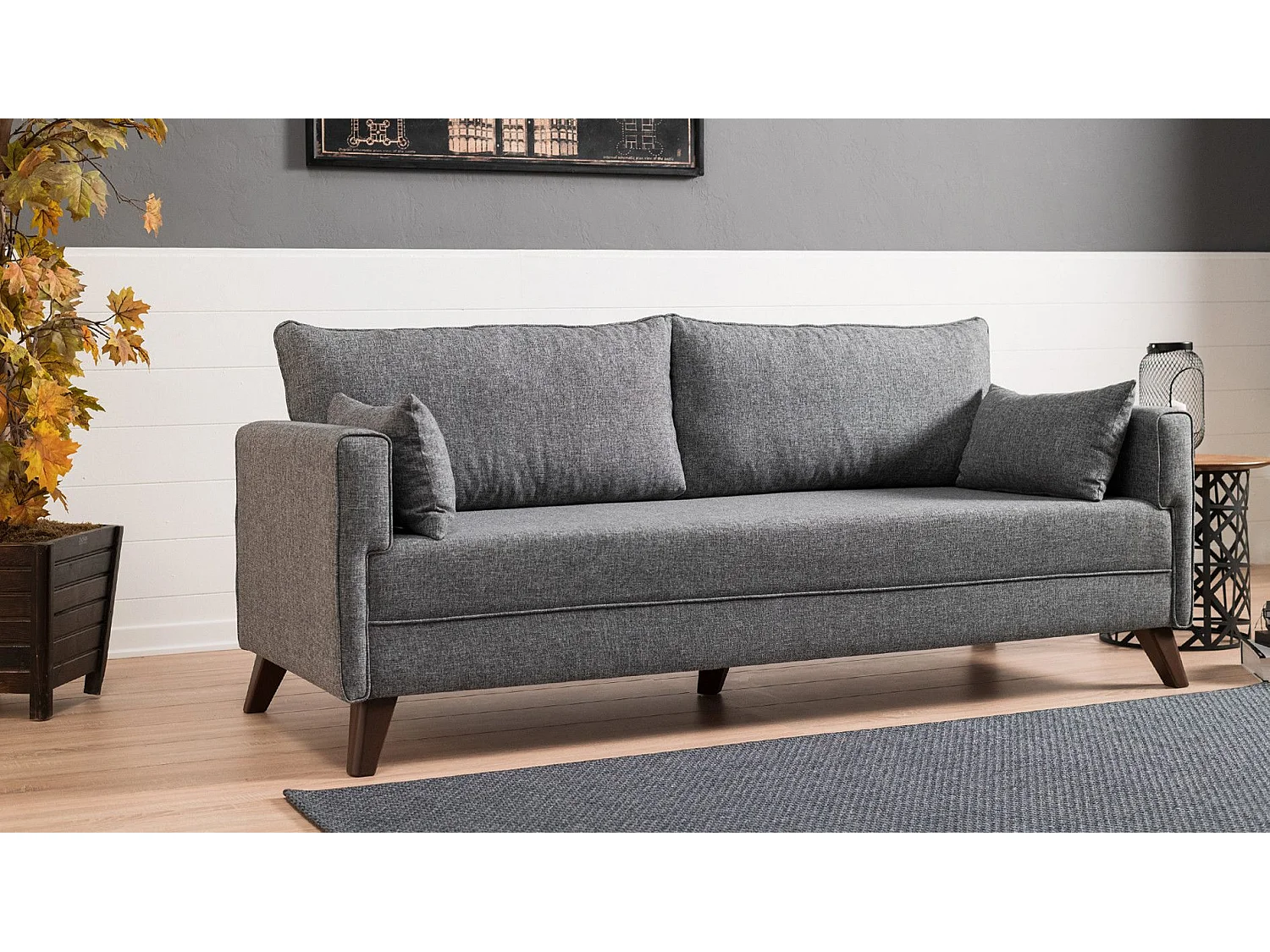 Canapé 3 places convertible Hermoso Tissu Gris