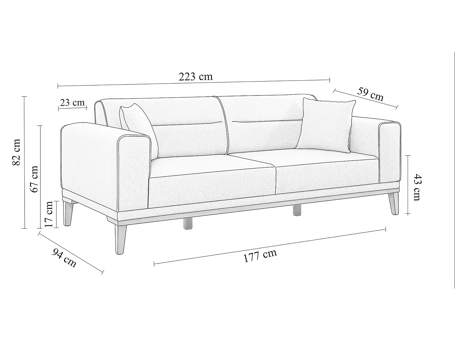Canapé 3 places convertible et table d'appoint Agios Tissu Anthracite