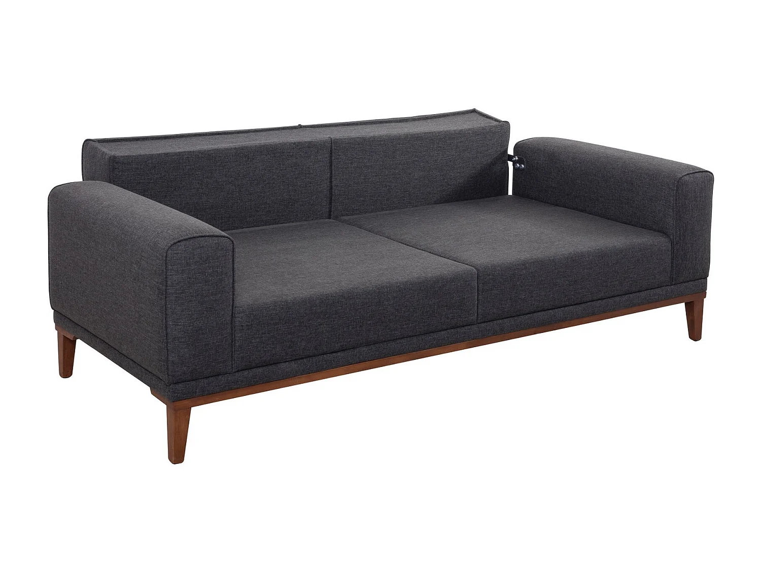 Canapé 3 places convertible et table d'appoint Agios Tissu Anthracite