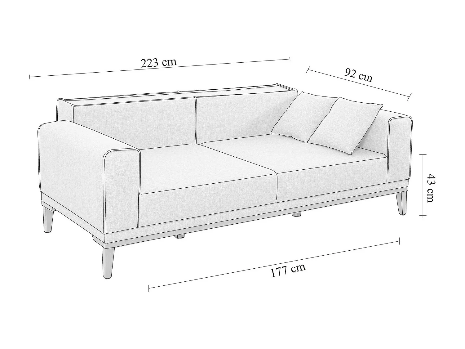 Canapé 3 places convertible et table d'appoint Agios Tissu Gris