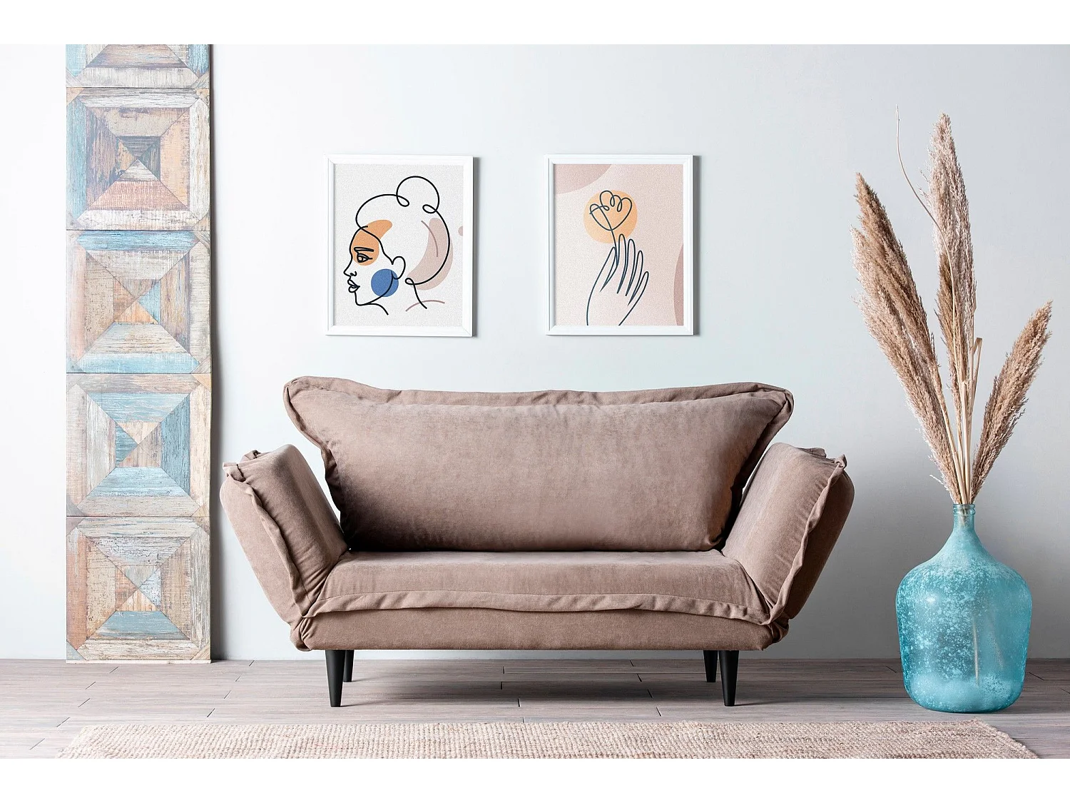 Sofá Altadena 264, Rosa, 200x70x85cm, Tapiz, Patas: Madera, Parcialmente montado