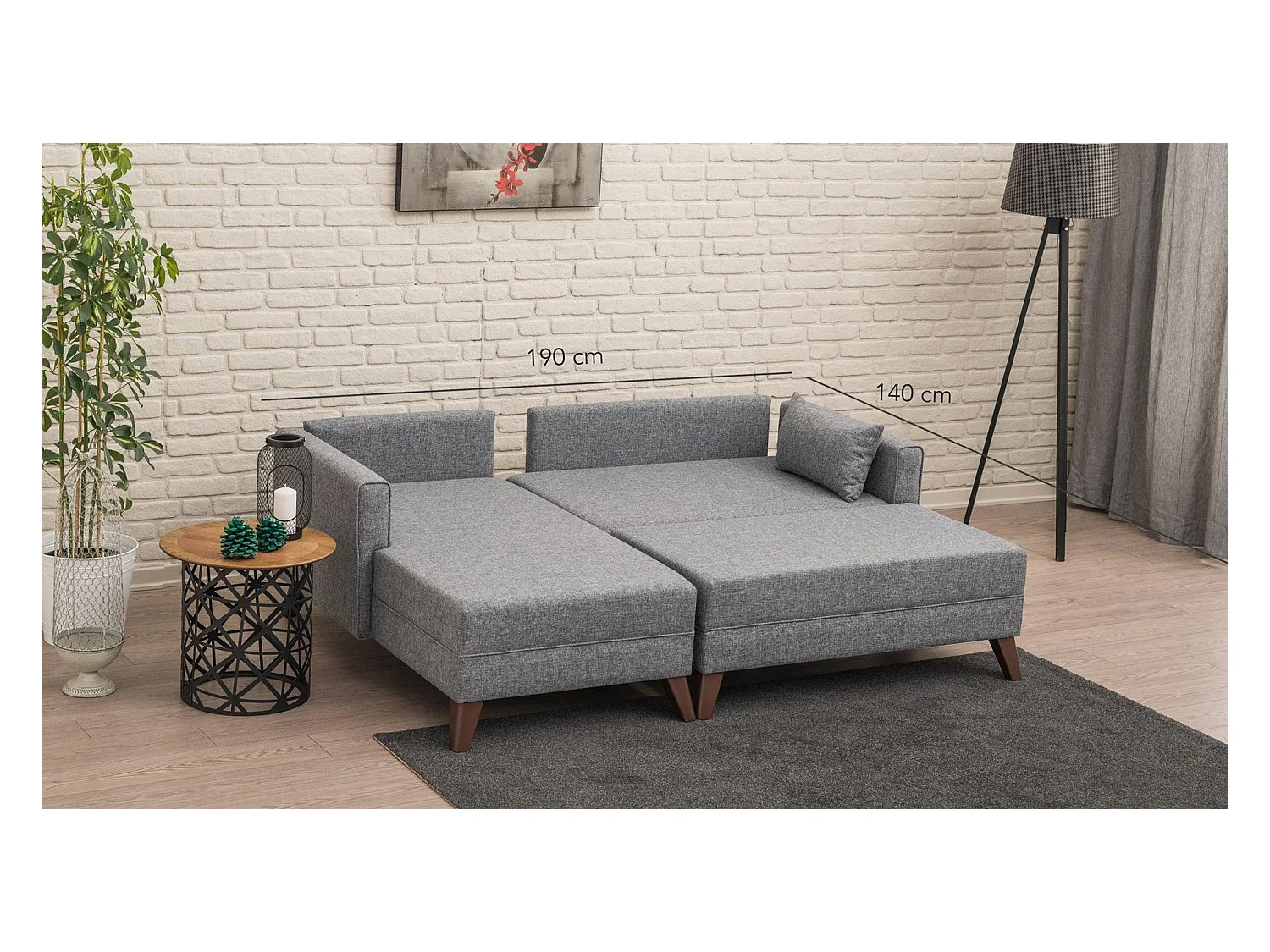 Set di mobili imbottiti Altadena B100, Funzione di sonno, Grigio, Arazzo