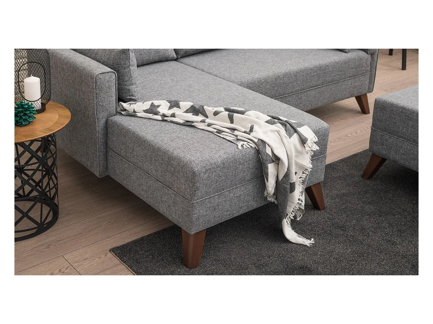 Set di mobili imbottiti Altadena B100, Funzione di sonno, Grigio, Arazzo