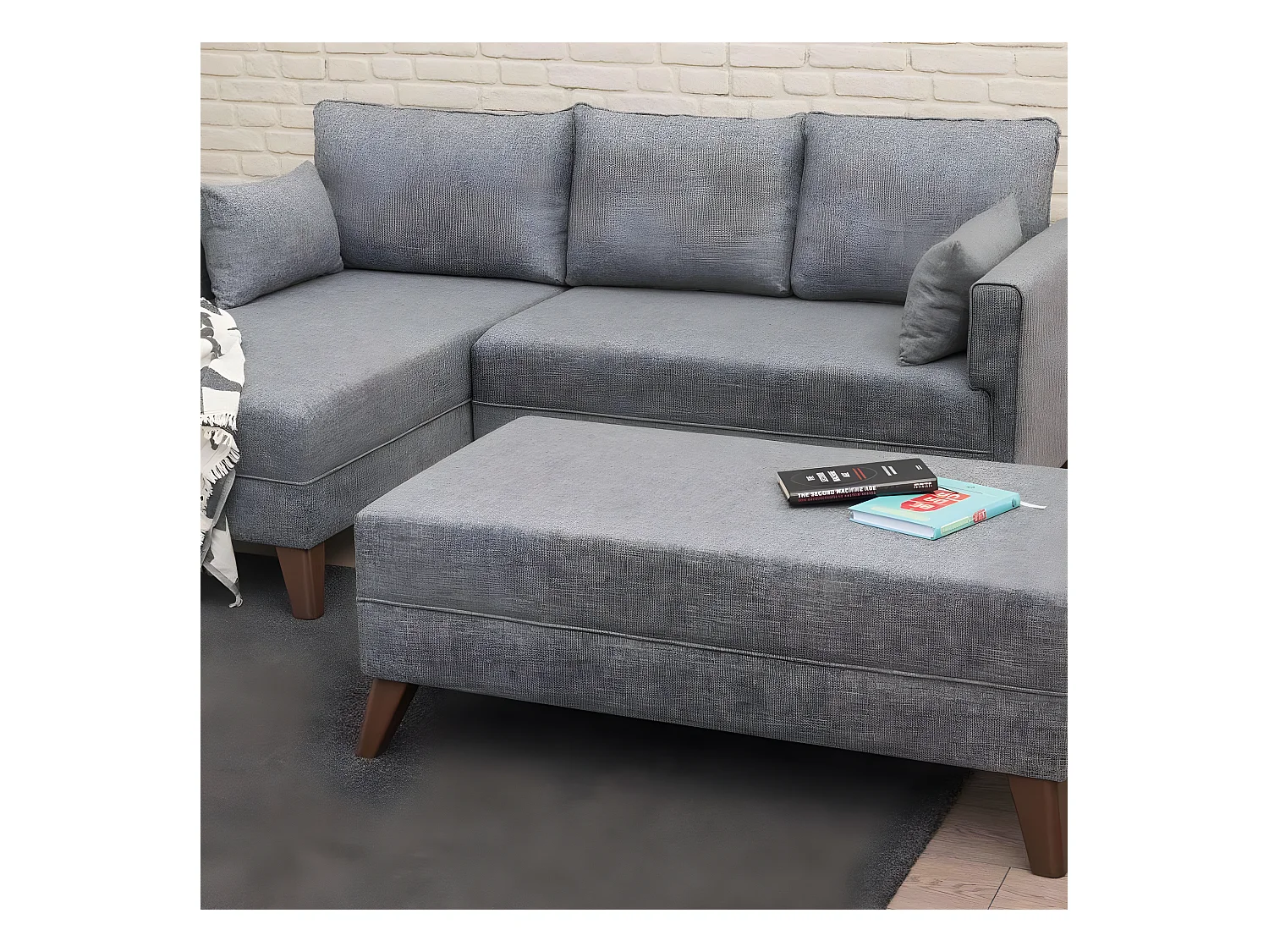 Set di mobili imbottiti Altadena B100, Funzione di sonno, Grigio, Arazzo