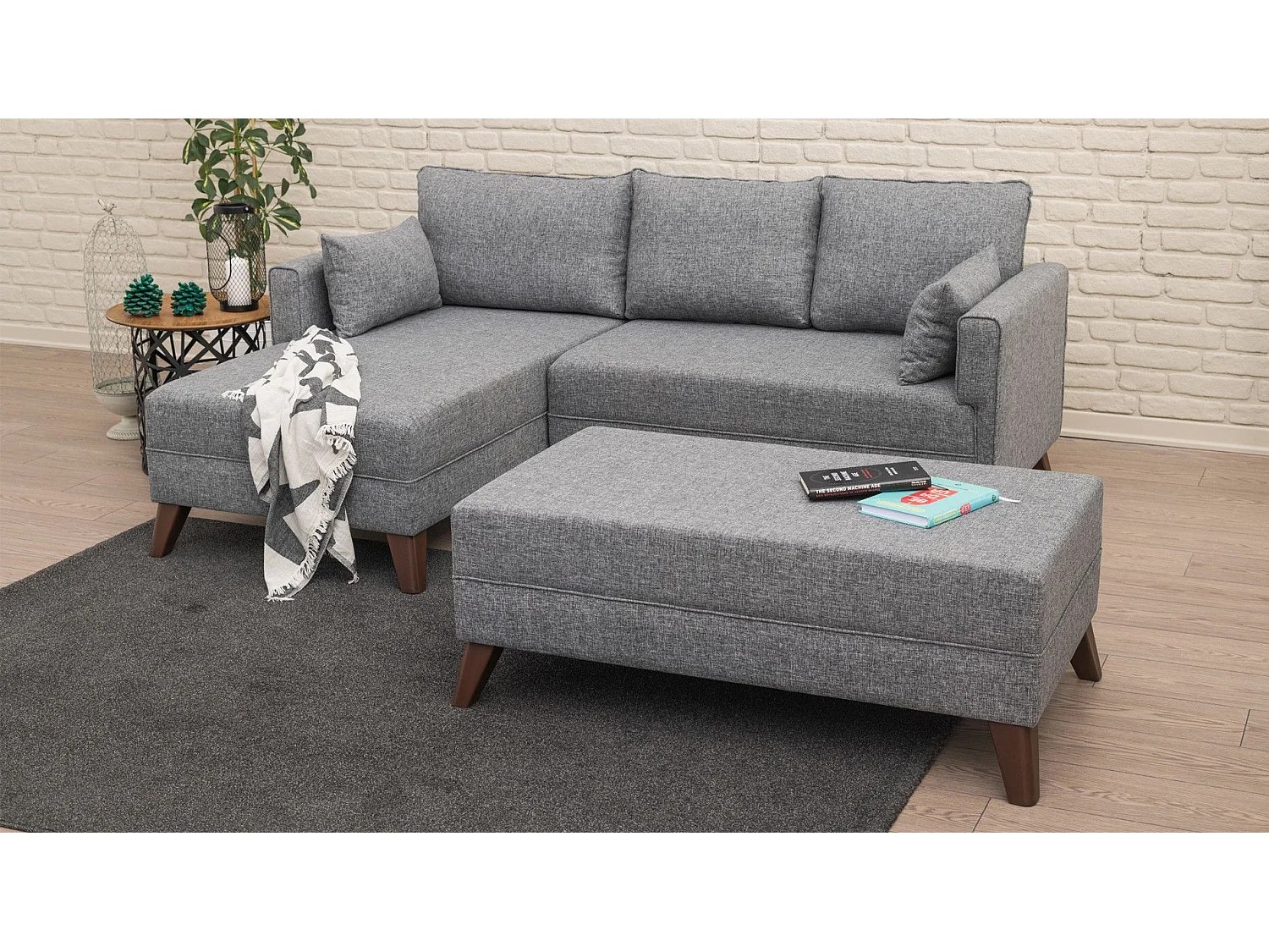 Set di mobili imbottiti Altadena B100, Funzione di sonno, Grigio, Arazzo