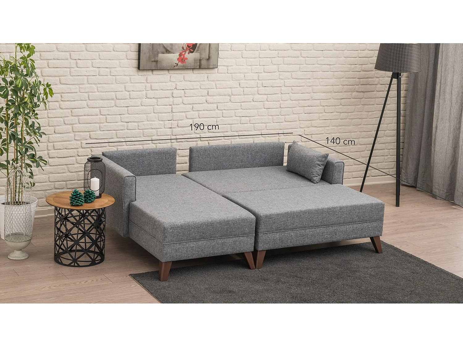 Set di mobili imbottiti Altadena B100, Funzione di sonno, Grigio, Arazzo