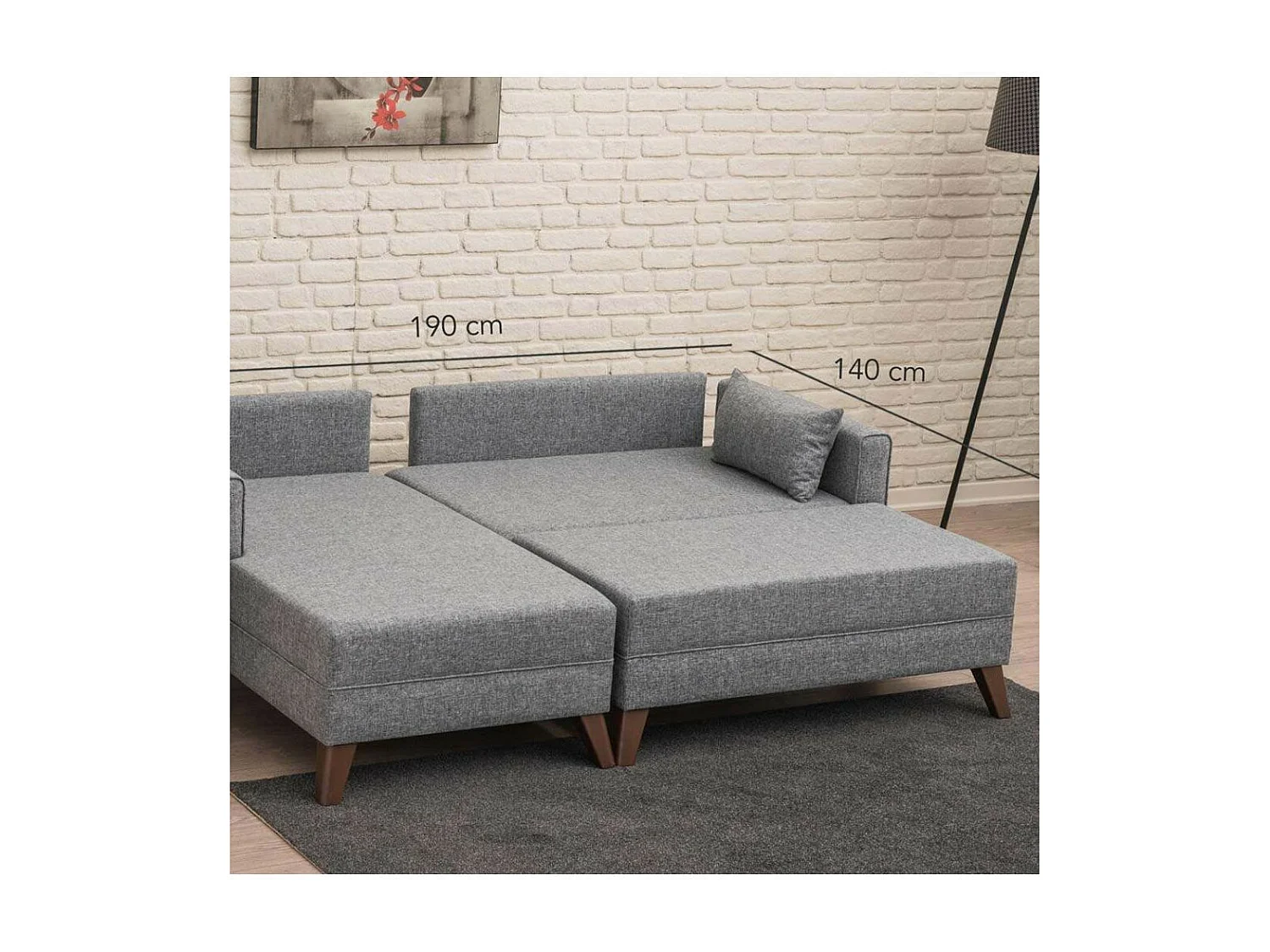 Set di mobili imbottiti Altadena B100, Funzione di sonno, Grigio, Arazzo