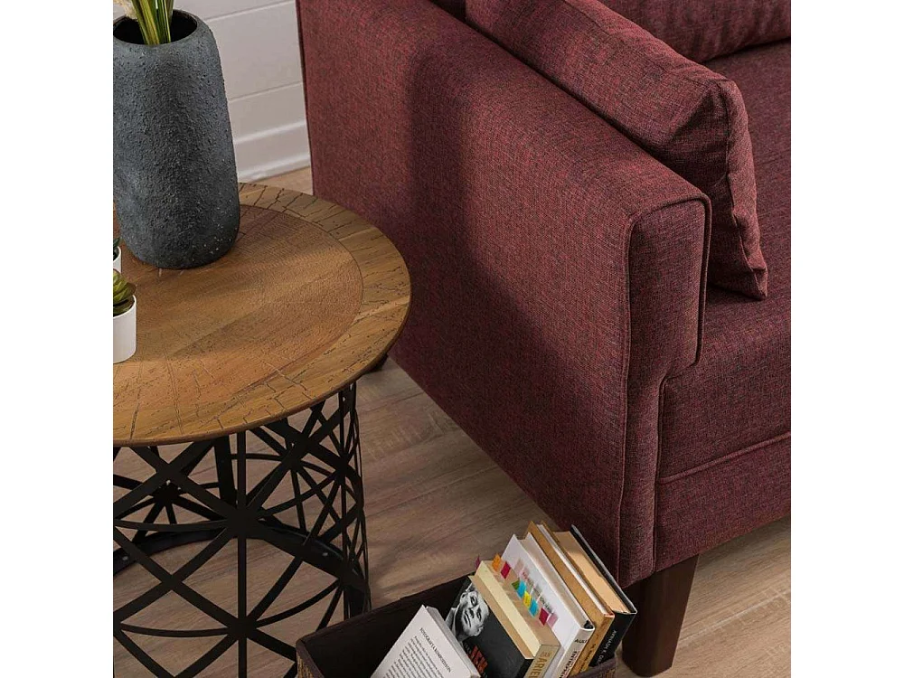 Canapé 3 places convertible Hermoso Tissu Bordeaux