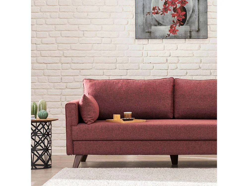 Canapé 3 places convertible Hermoso Tissu Bordeaux