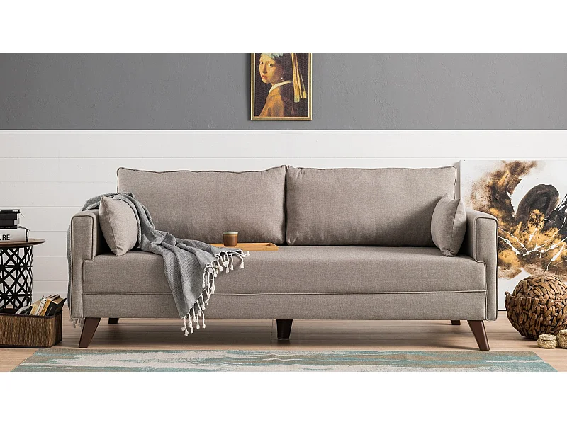 Canapé 3 places convertible Hermoso Tissu Blanc crème