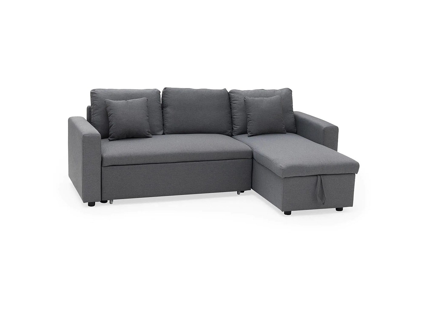 Canapé D'angle Convertible 3 Places Avec Rangement - Canapé-lit, Chaise Longue Réversible, Accoudoir Central (211x136 Cm, Gris/lin)