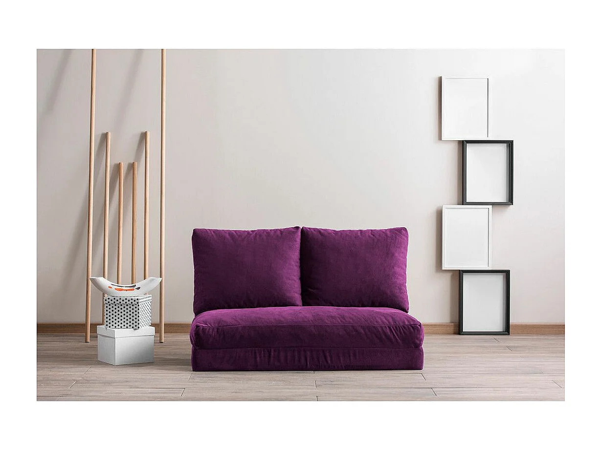 Pouf convertible 2 places Joude Velours Violet