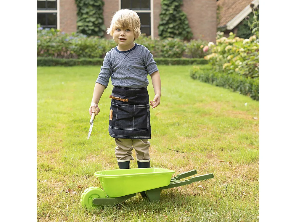 Set kleiner Gärtner Zubehör für Kinder aus Kunststoff Handschuhe + kleine Werkzeuge + Gießkanne + Schubkarre