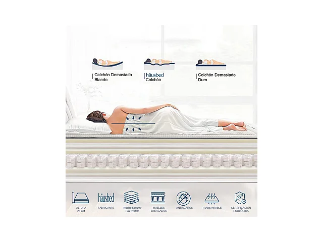 Colchón Muelle Ensacado Springbox System Mirtto 120X200 cm Häusbed