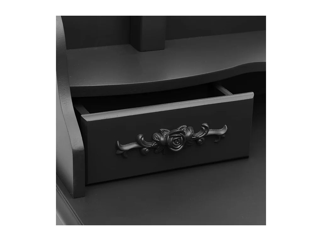Conjunto de tocador con taburete 75 x 69 x 140 cm negro 02_0006383