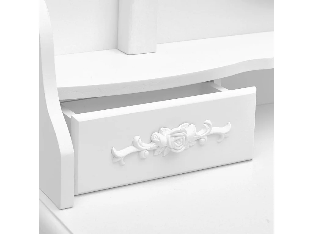 Conjunto de tocador con taburete 75 x 69 x 140 cm blanco 02_0006379