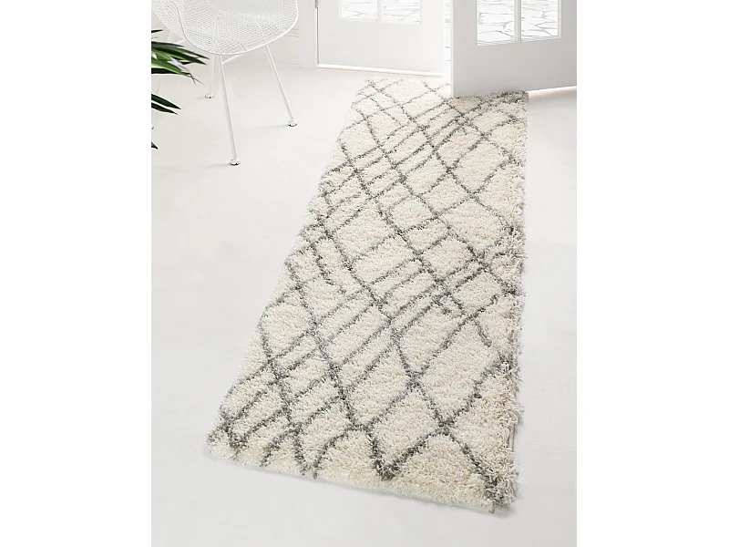 Tapis shaggy 62x185 blanc crème Lachen Fence