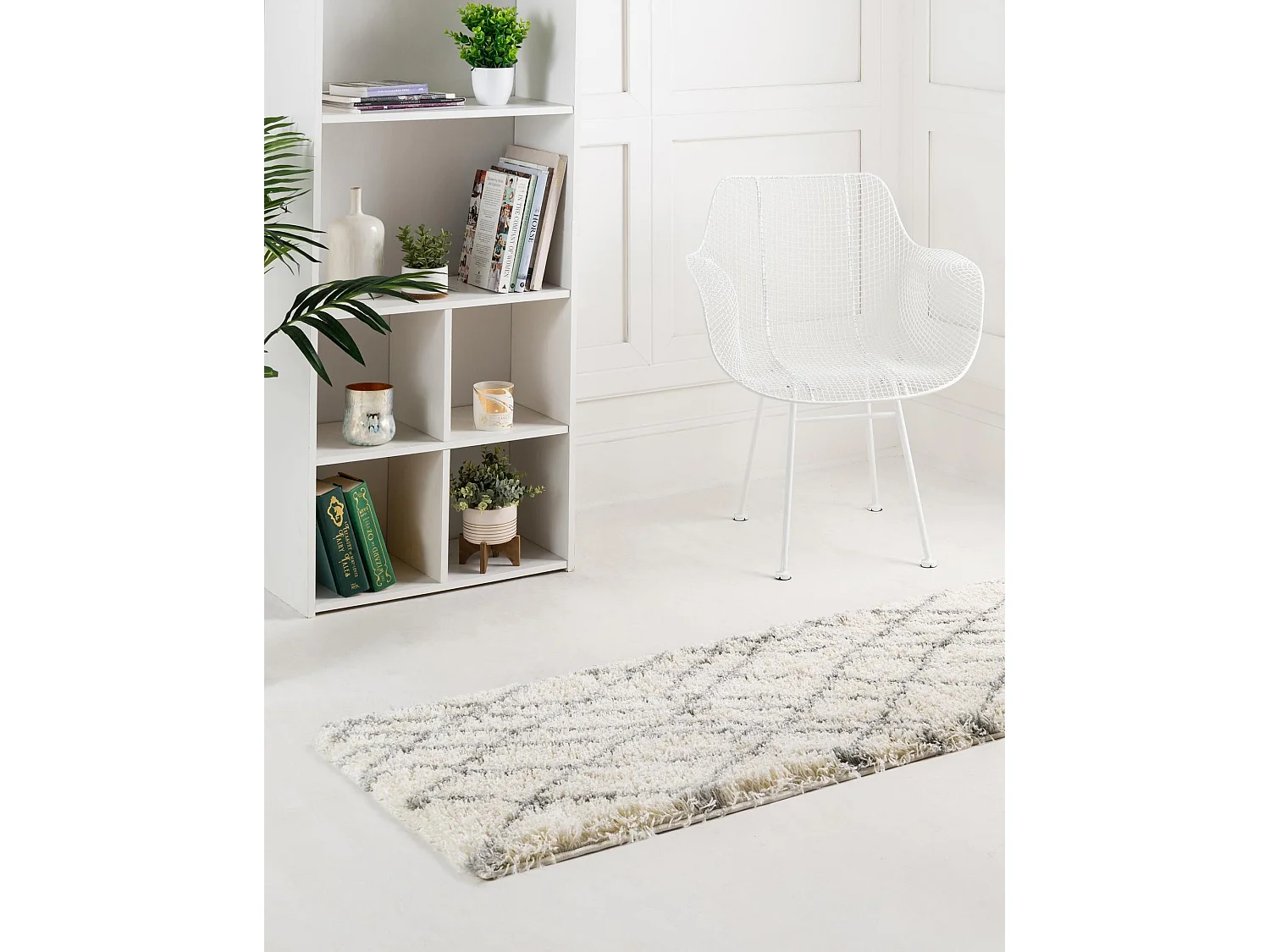 Tappeto shaggy  80x305 bianco crema Lachen Fence