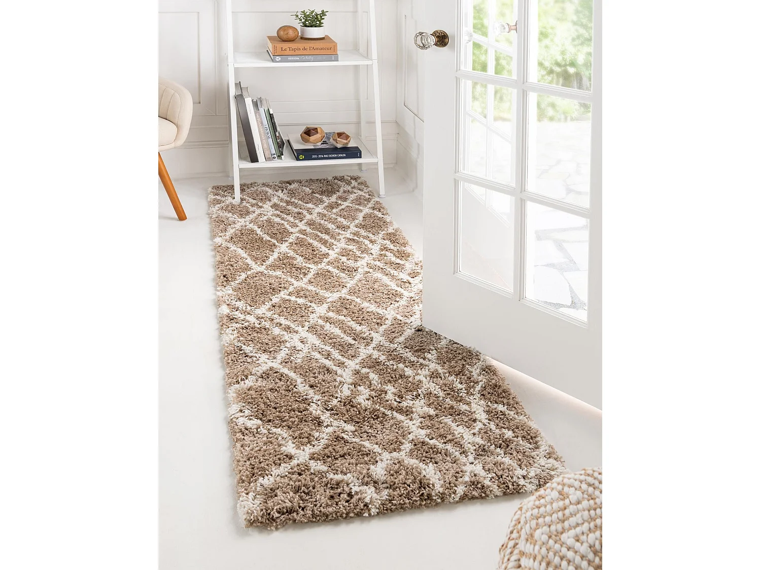 Tapis shaggy 80x305 brun Lachen Fence