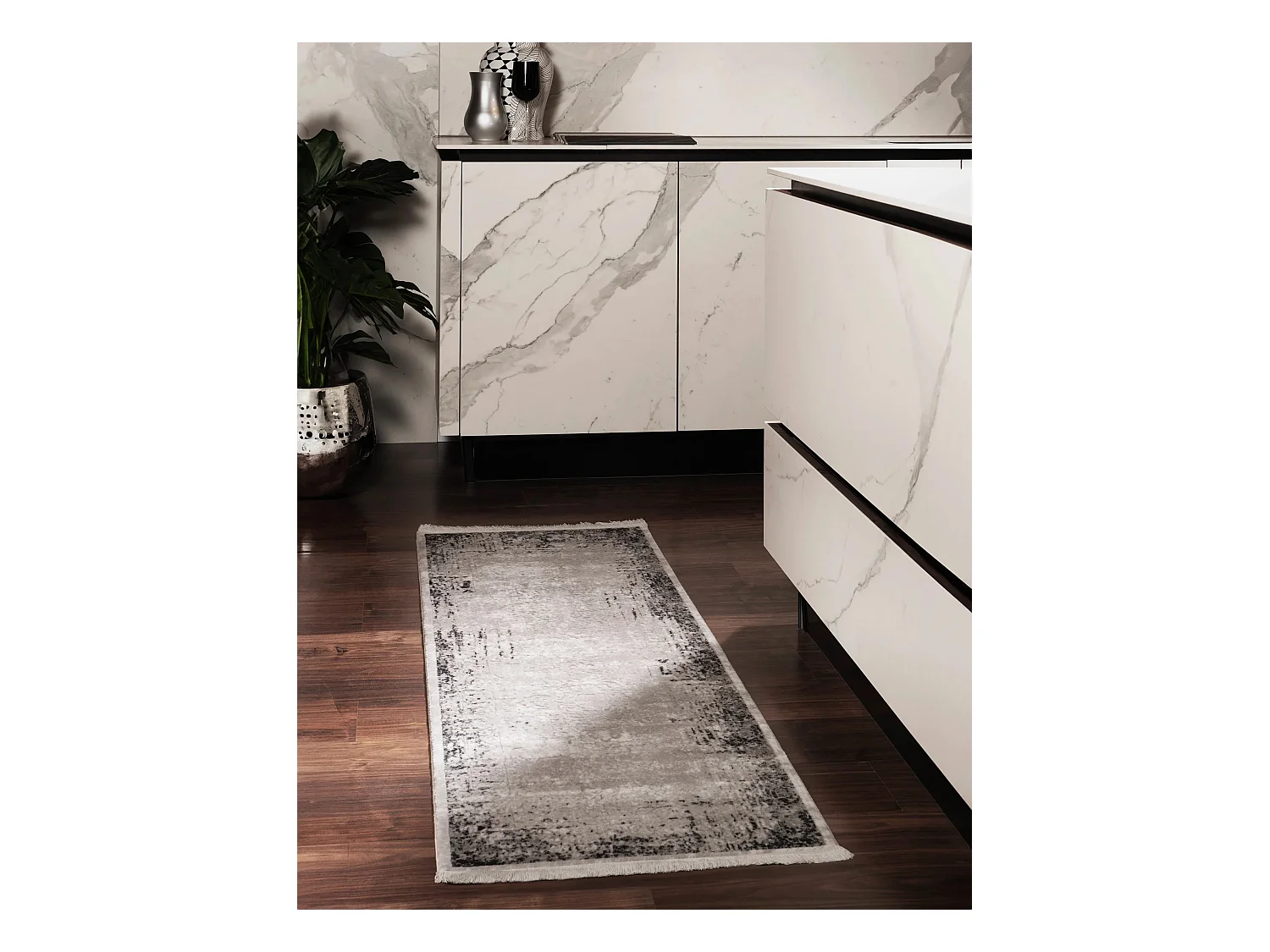 Tapis 62x120 gris Davos Elegance