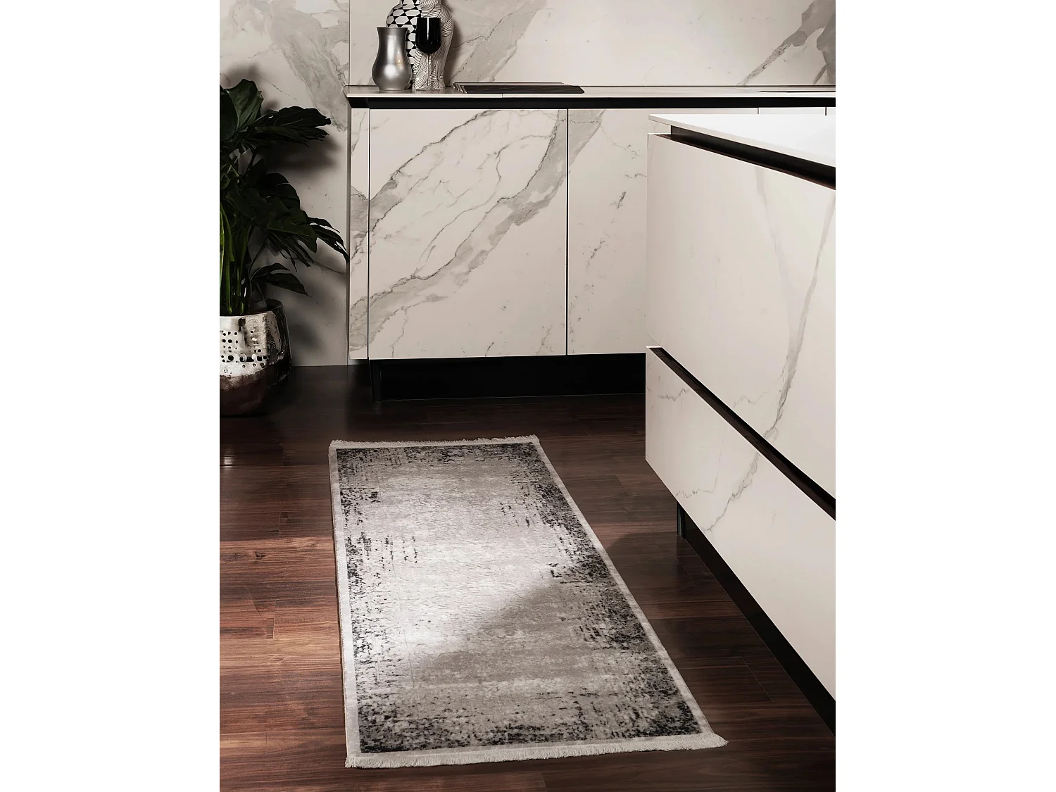 Tapis 62x120 gris Davos Elegance