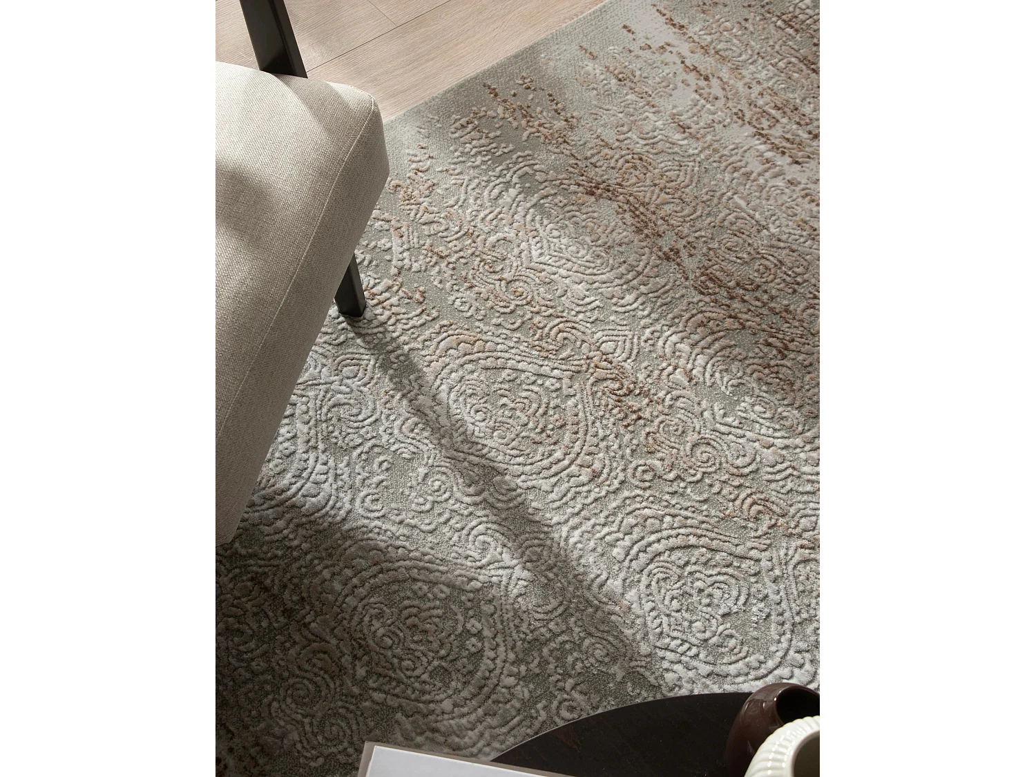 Tapis 62x185 gris beige Davos Charme