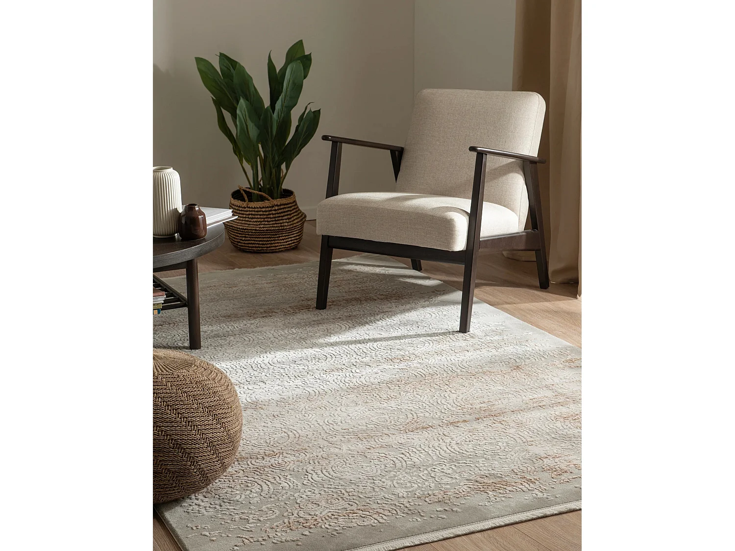 Tapis 62x185 gris beige Davos Charme