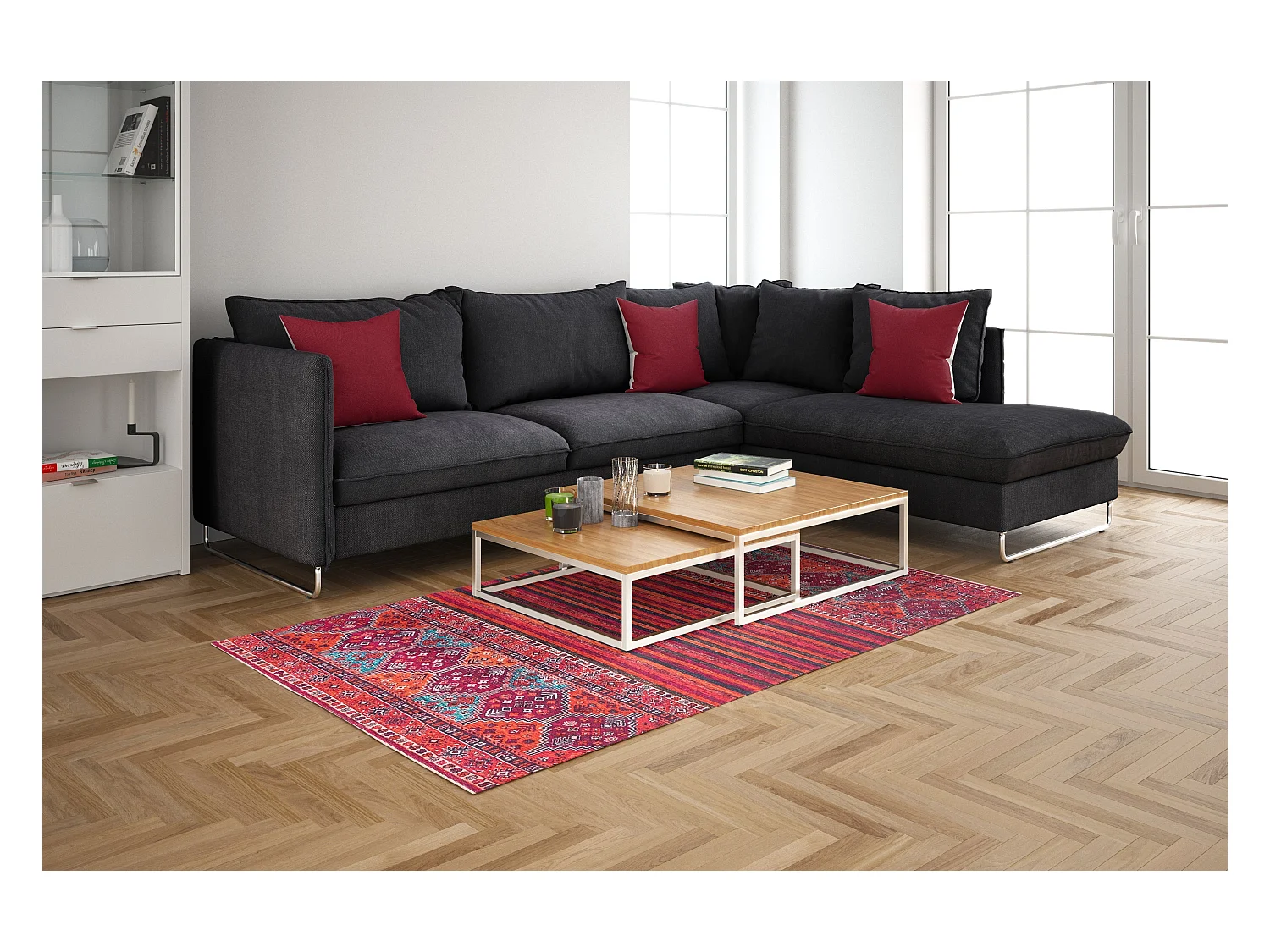 Tapis 80x305 rouge Kriens Attai