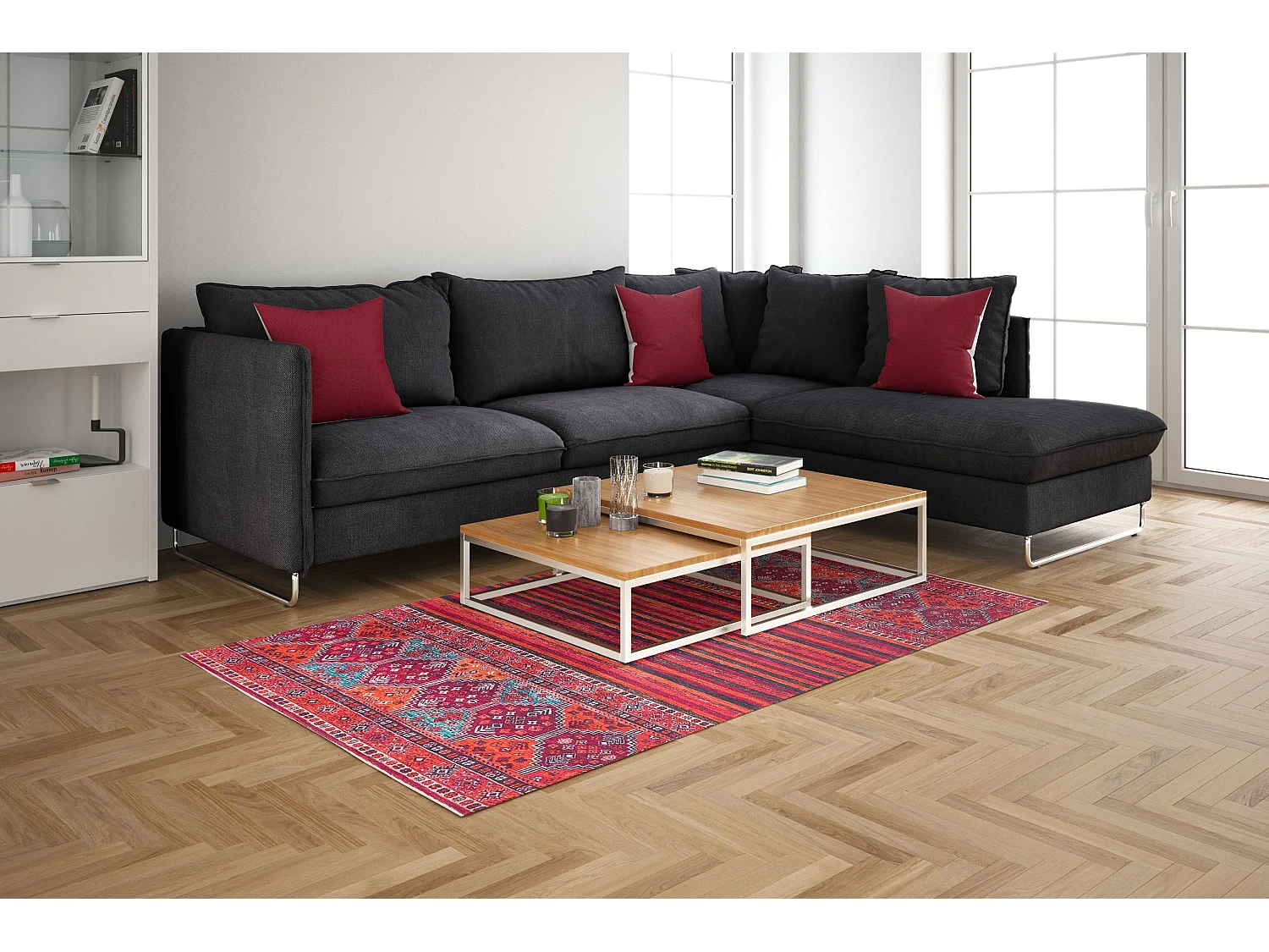 Tapis 80x305 rouge Kriens Attai