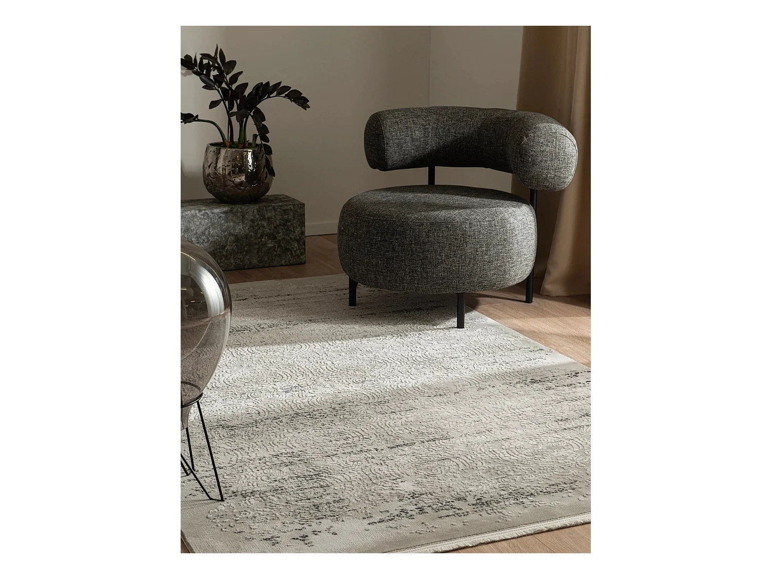 Tapis 62x185 gris noir Davos Charme