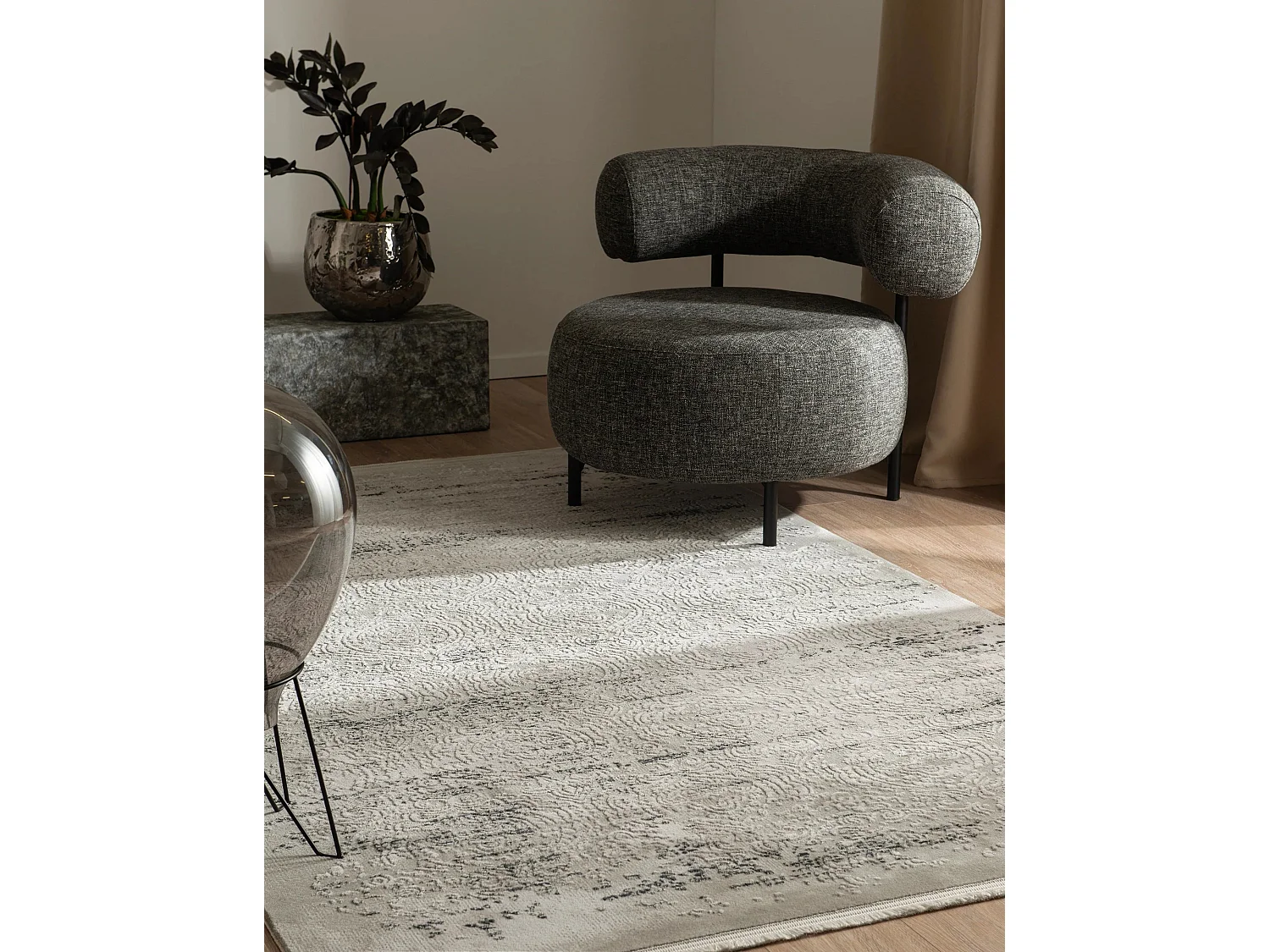 Tapis 62x185 gris noir Davos Charme