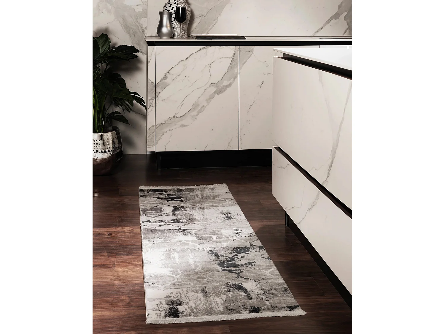 Tapis 80x305 gris Davos Mesh