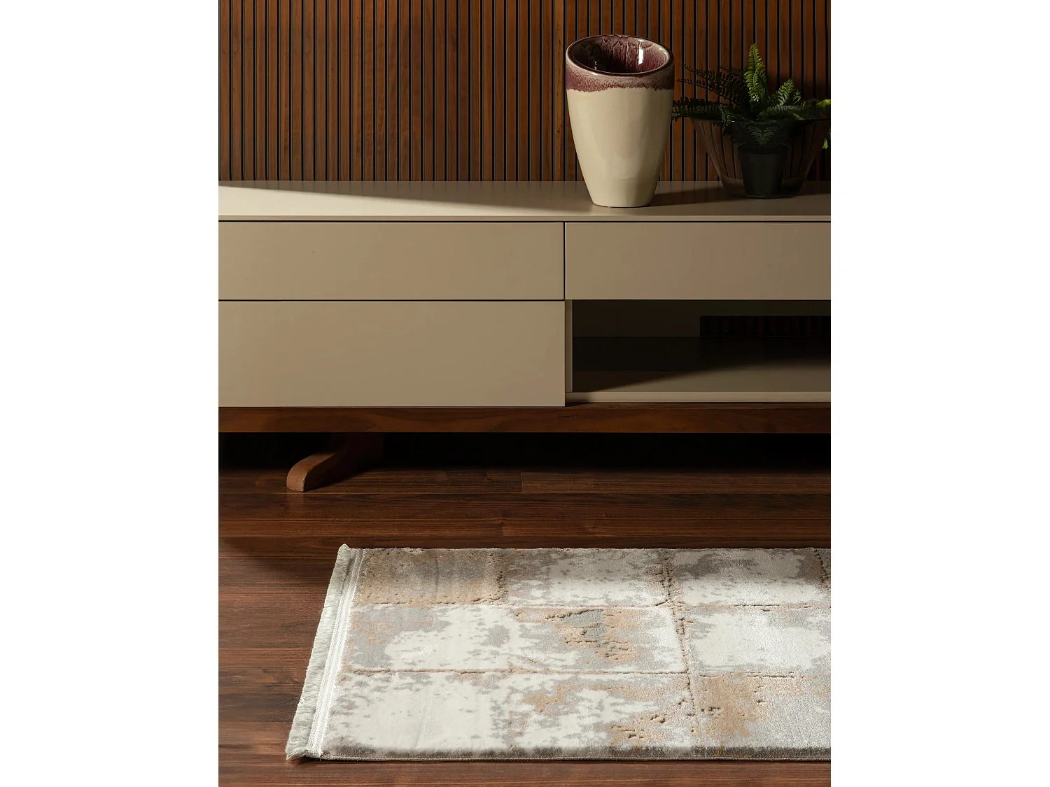 Tapis 62x185 beige Davos Cube