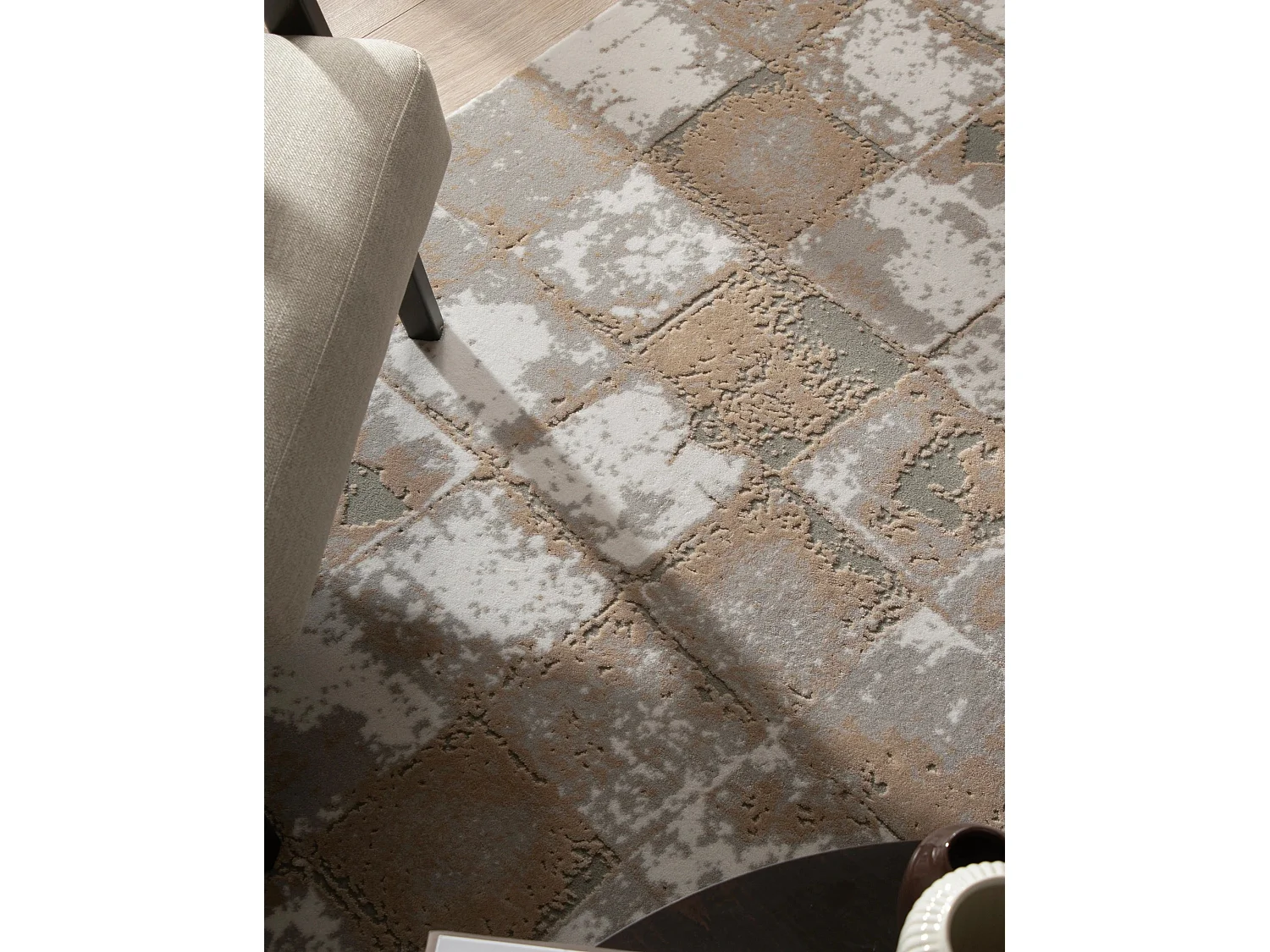 Tapijt 185x62 Beige Davos Cube